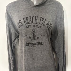 Long Beach Island Gray Nautical Graphic Hooded Shirt